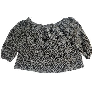 Express Black and White Off-Shoulder Patterned Blouse